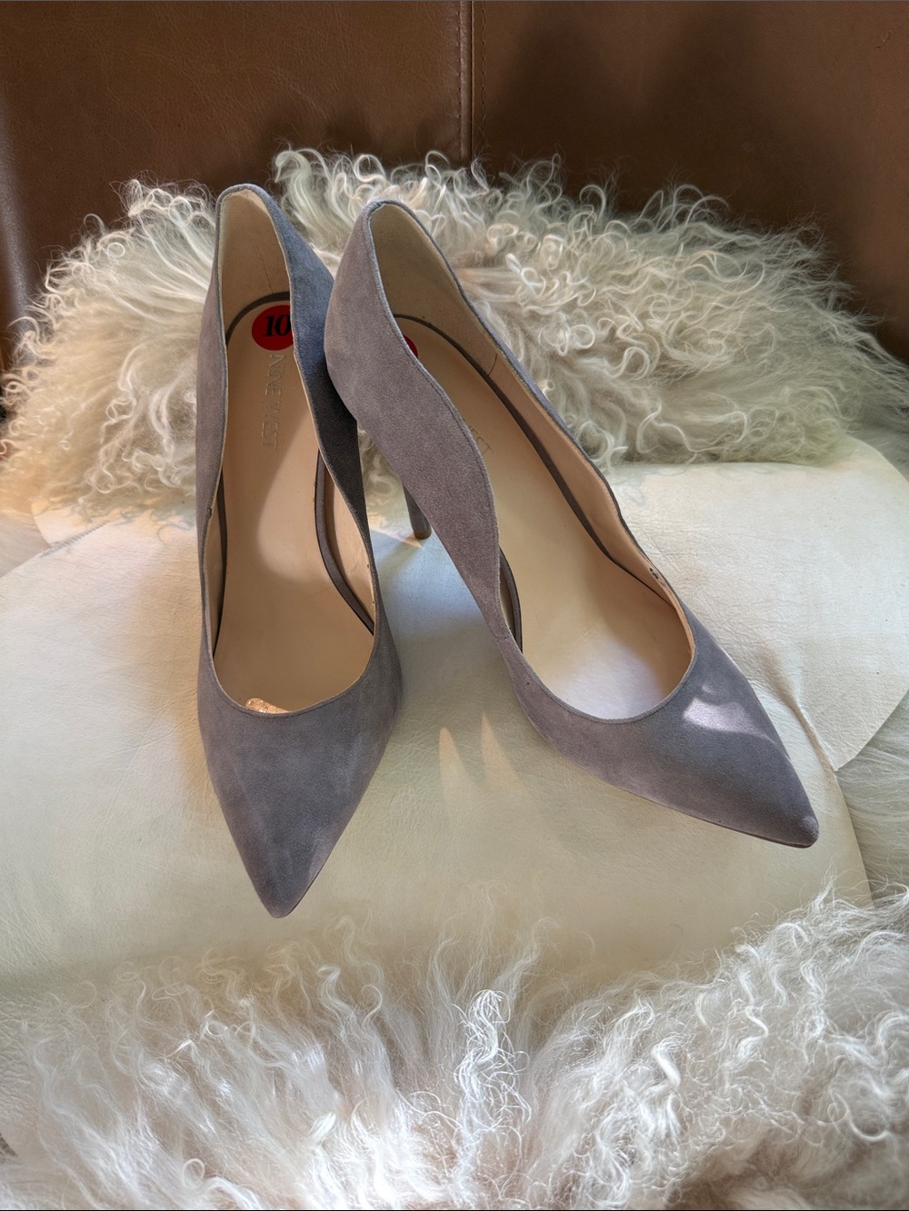Nine West Classic Pointed-Toe Suede Pumps - Gray
